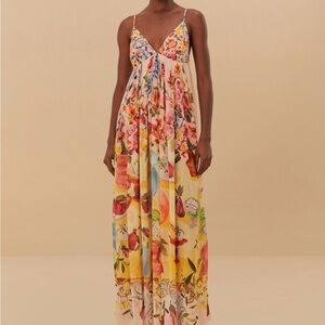 FARM Rio Yellow Orange Resort Maxi Dress
